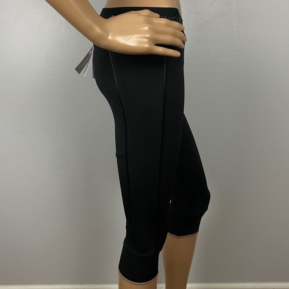 NEW ADIDAS BY STELLA MCCARTNEY REVOLVE BLACK CROPPED LEGGINGS - Picture 4 of 7